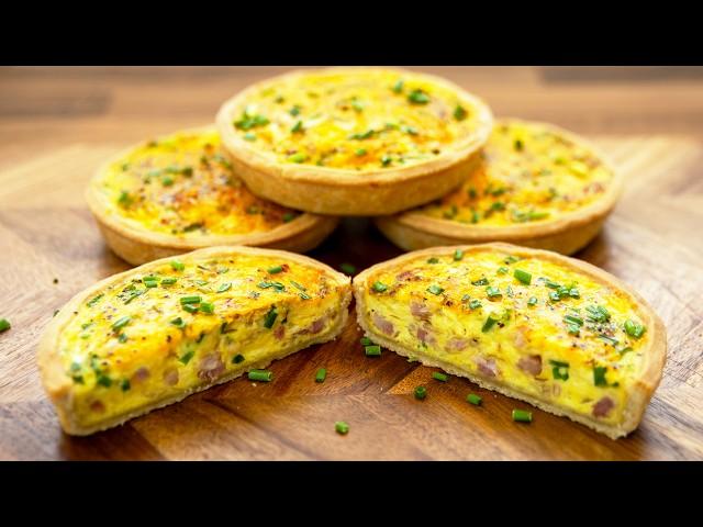 Quiche: Bacon, Cheese n Onion, 4 simple mouth-watering mini quiches.