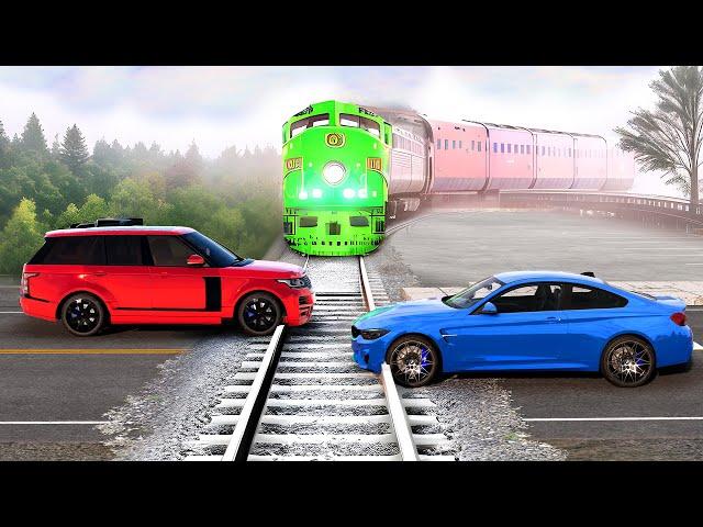 Cars vs Train Tracks ▶️ BeamNG Drive - (Long Video SPECIAL)