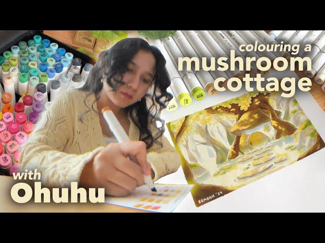 art vlog  colour w/ me feat. Ohuhu’s alcohol markers | cozy autumn art | stationery aesthetic ೃ࿔*: