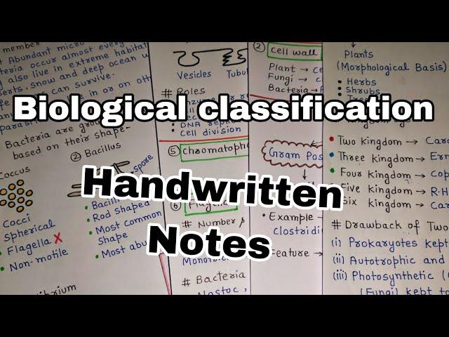 Biological Classification Part - 1 | Class 11th | Biology | NEET | Handwritten Notes #neet2024