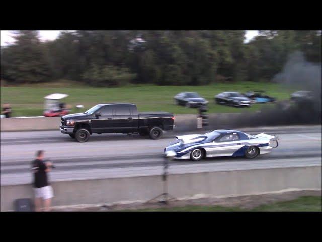 Diesel Trucks vs Muscle Cars (Hellcats, Mustang, CTS-V, Camaros) and a Supra - Drag Racing