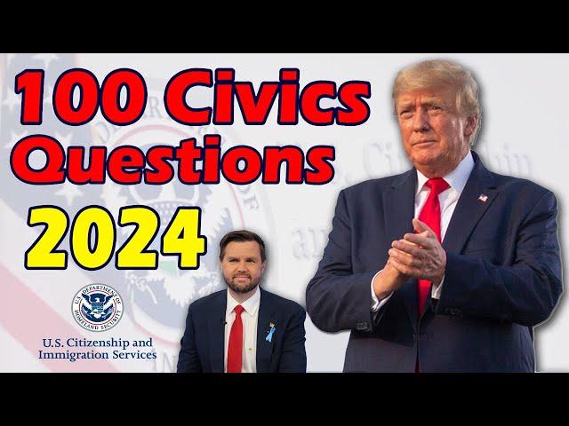 [2024 UPDATE] 100 Civics Questions and answers in RANDOM Order & SIMPLEST ANSWERS