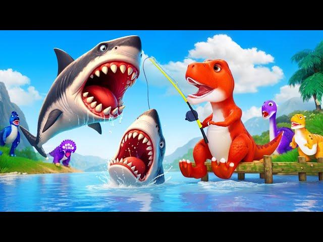 Crazy Dinos Fishing Adventure: T-Rex vs Shark | Funny Dinosaur Activities | Jurassic World