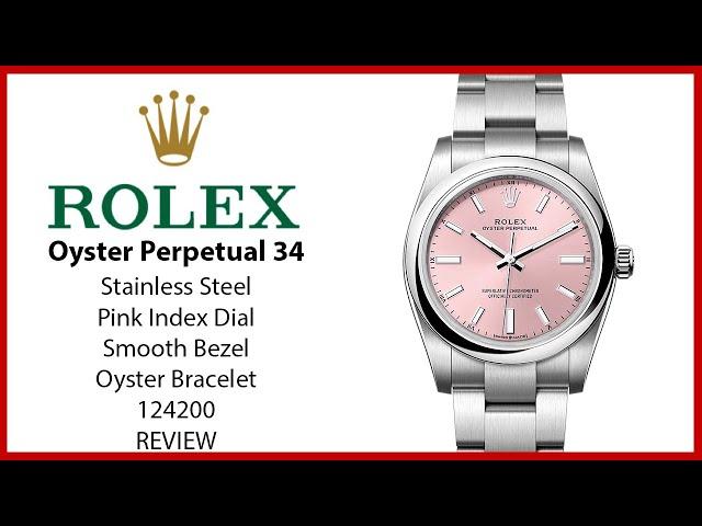 ▶ Rolex Oyster Perpetual 34 Pink Index Dial Smooth Bezel Oyster Bracelet124200 - REVIEW