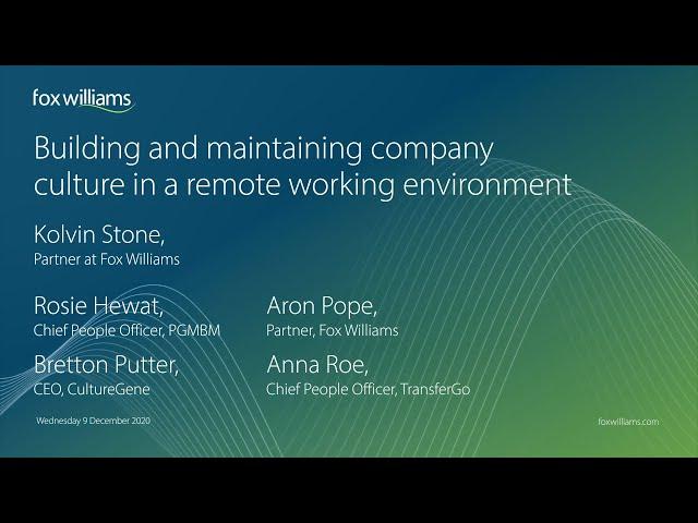 Building and maintaining company culture in a remote working environment