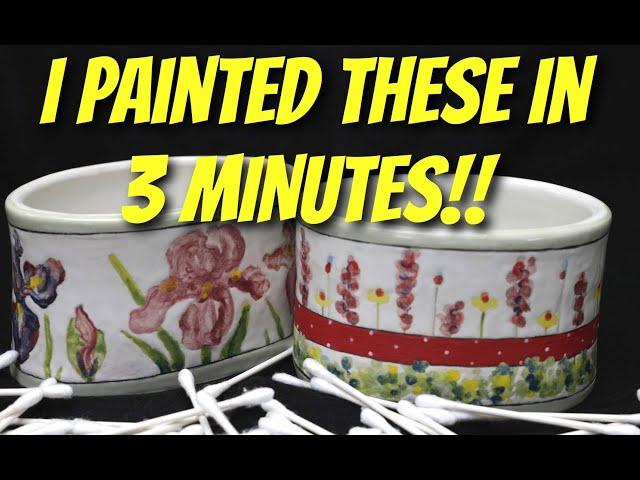 Painting with Q Tips! QUICK and EASY Way To Paint on Pottery!