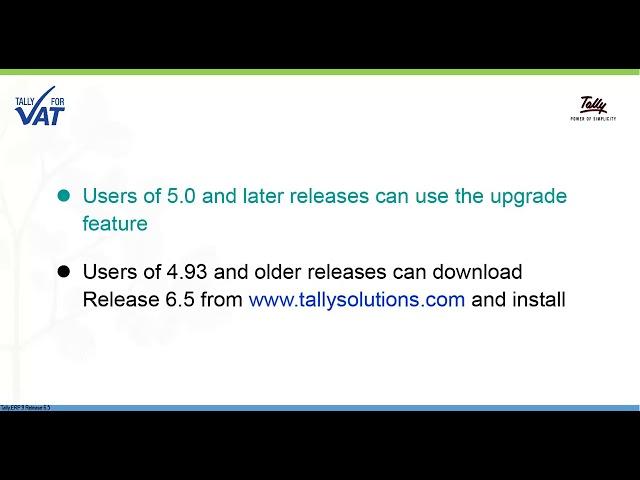 Upgrade to Tally.ERP 9 Release 6.5 | By Urs Ravi Telugu | Secunderabad