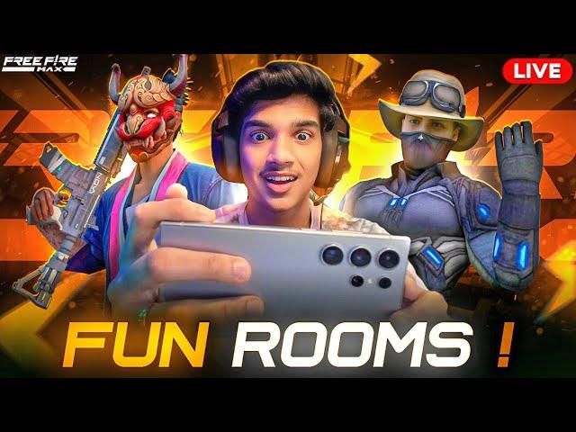 FUN ROOMS| 4 V 4| CHALLENGE IN S24 ULTRA | FREE FIRE LIVE TELUGU #dfg #freefire