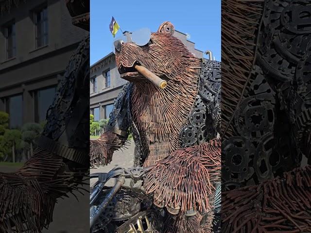 Iron bear on a motorcycle