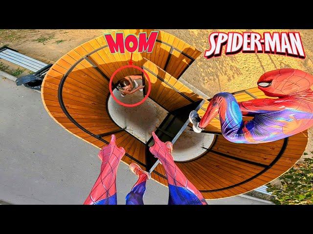 SPIDER-MAN TWINS ESCAPING ANGRY MOM (Funny ParkourPOV Comedy)