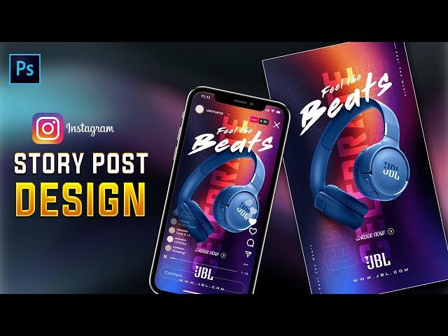 Easiest Way To Design Instagram Stories Post | Photoshop Tutorial