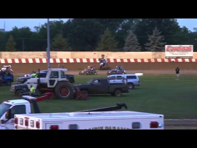 Badger Midget driver, Miles Quandt, goes over the wall at Angell Park Speedway in Sun Praire, WI.