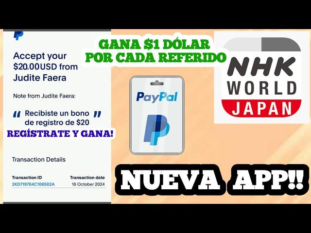 NUEVA APP!  [NHK WORLD] GANA $1 Dólar con solo 1 PUNTO  Aplicación Para GANAR DINERO a PAYPAL