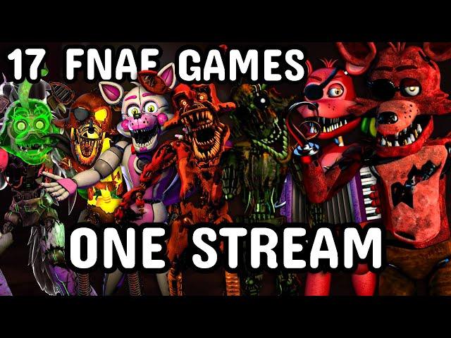 I beat ALL 17 FNAF GAMES in ONE STREAM with new releases