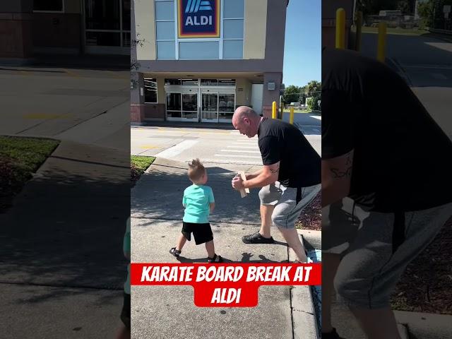 Karate board break at Aldi #boardbreaking #karatetaekwondo #boardbreak #martialarts #baby