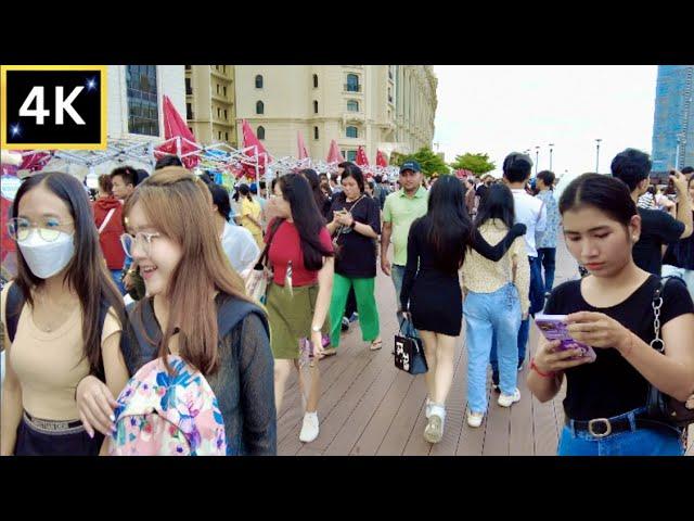 Diamond Island 2023 River Walk Night Market | Phnom Penh Koh Pich Cambodia [4K]