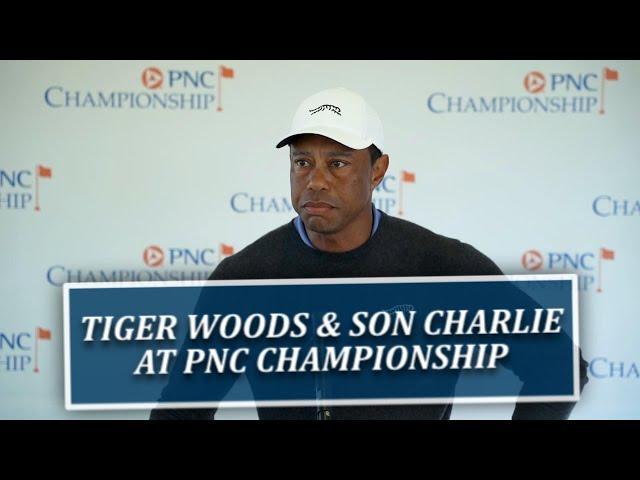 Tiger Woods & Son Charlie Playing At PNC Championship