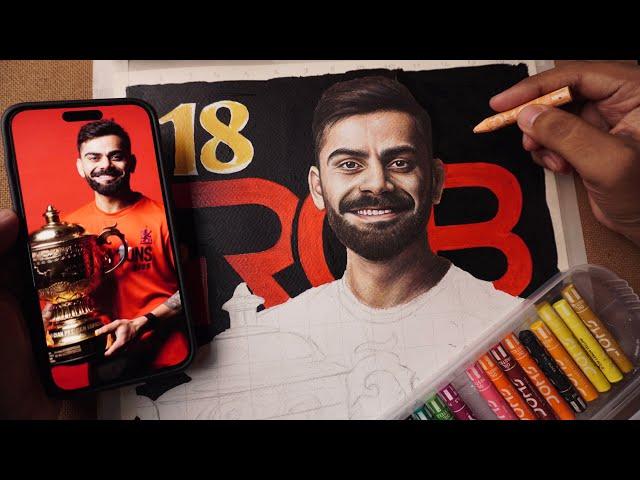 Virat Kohli Drawing,  Face Colouring Tutorial,  Oil Pastel Drawing, Step By Step 