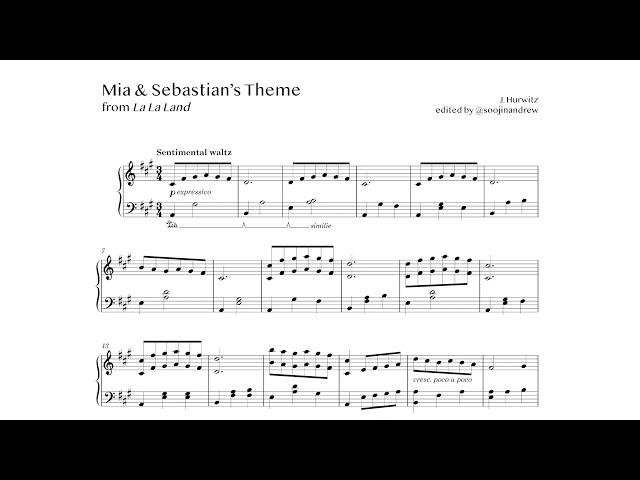 Mia & Sebastian's Theme (*accurate piano score)