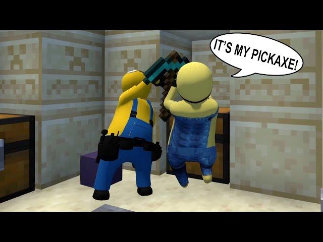 MINIONS LOOKING FOR DIAMONDS IN MINECRAFT TEMPLE in HUMAN FALL FLAT