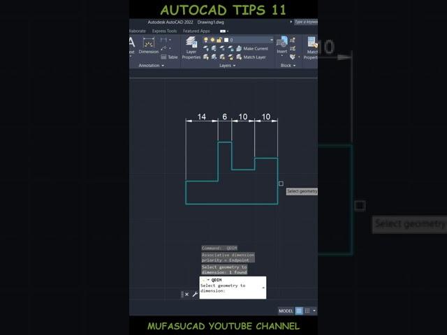 AutoCAD Tips 11 Quick Dimension Creation #Shorts