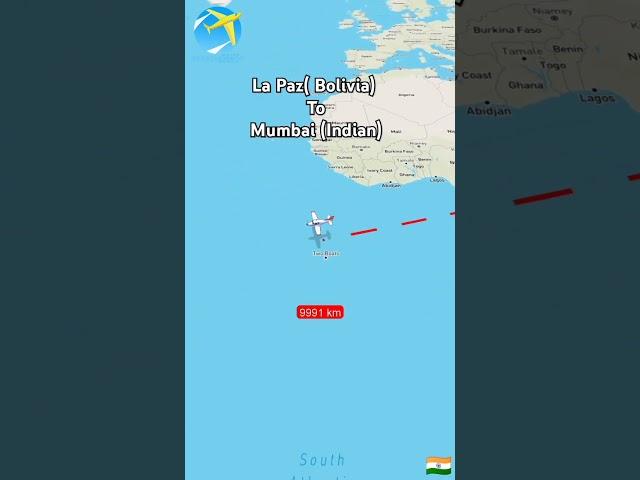Mumbai Maharashtra India To La Paz Bolivia #Flight #Map #Travel #Animation #Shorts#