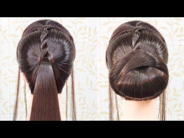 top easy & different Hairstyles for long hair|stylish bun hairstyle for party- unique pony hairstyle