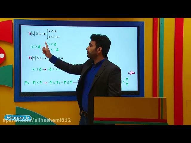 تدريس مبحث نامعادله ي قدر مطلق توسط علي هاشمي