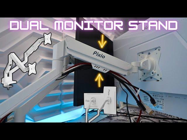 Best Dual Monitor Arm Stand ? Pixio PS1D Wave Premium Dual Monitor Stand for up to 32" Monitors