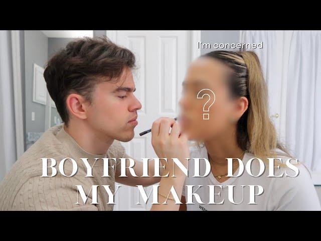 Boyfriend Does My Makeup for the First Time! | Makeup Challenge