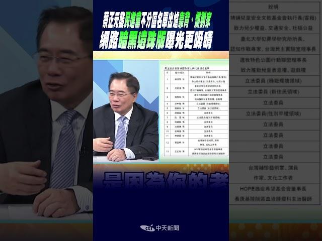#shorts 蔡正元狂酸民進黨不分區名單出爐"靠背、爛到家" 網路"暗黑遺珠版"曝光更吸睛