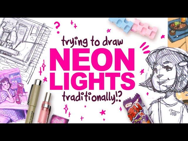 CAN I DRAW NEON LIGHTS WITH MARKERS?! | ZenPop! Japanese Stationery Unboxing