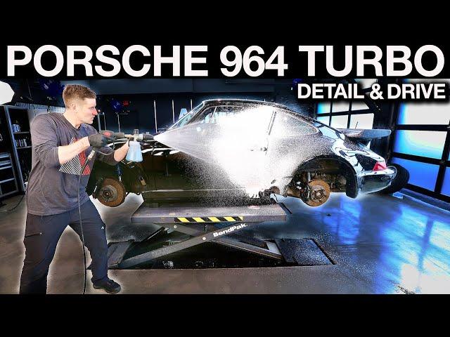 Porsche 964 Turbo Full Detail and Drive: Polishing Thin Black Paint