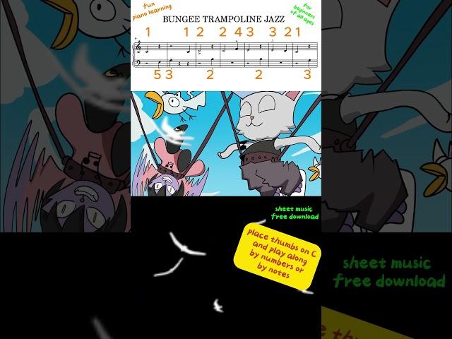 BUNGEE TRAMPOLINE JAZZ -  Play PIANO by NUMBERS or by NOTES