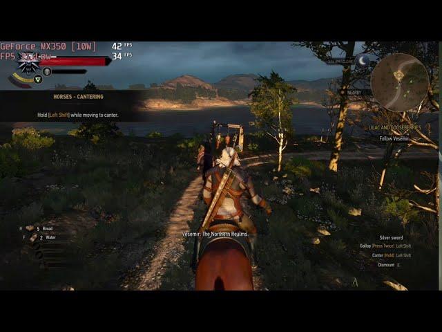  NVIDIA GeForce MX350 (10W) - The Witcher 3 gameplay benchmarks (1080p)