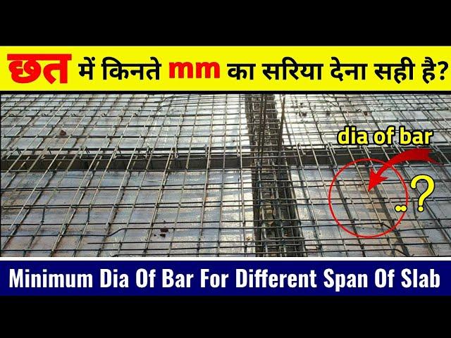 Steel Bar Dia Requirement for Different Span of Slab | How To Provide Steel Bar In 1Way and 2Way Sla