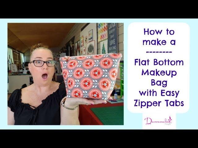 How to Make a Flat Bottom Makeup Bag with Easy Zipper Tabs #WithMe