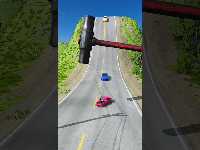 Small to bigger car vs massive hammer #beamngdrive #shorts