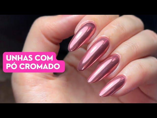 Unhas com pó cromado