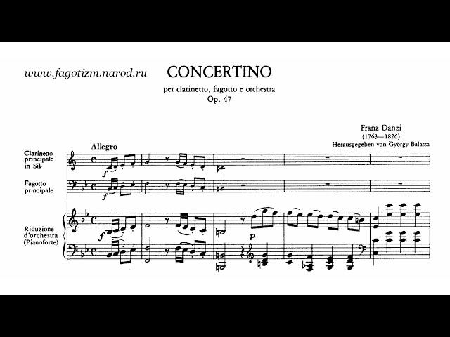 Franz Ignaz Danzi: Concertino for Clarinet and Bassoon in Bb Major, Op. 47/P. 227 (18XX)