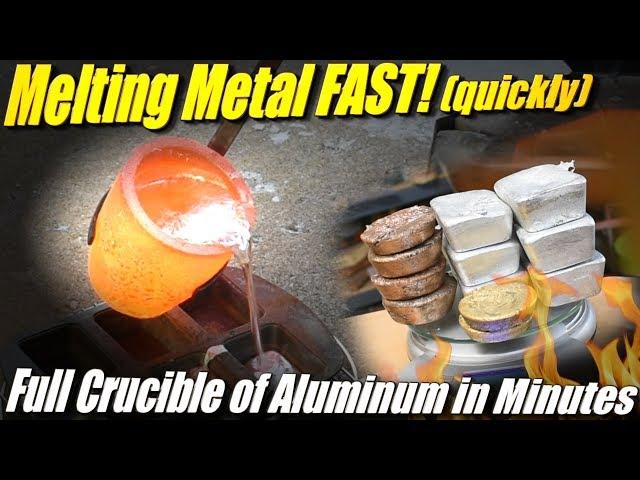 How quickly can I fill a crucible with molten aluminum?