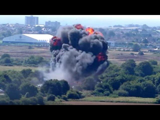 Moment fighter jet crashes into motorway during air show, UK