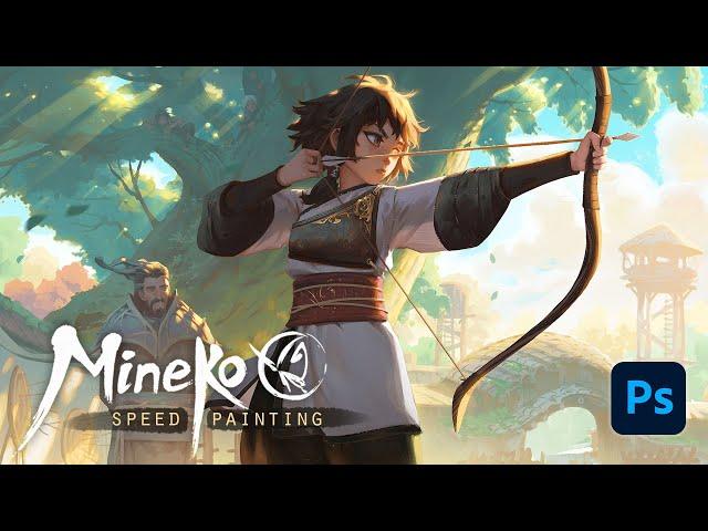 Mineko: archery training - speed painting (Time-lapse)