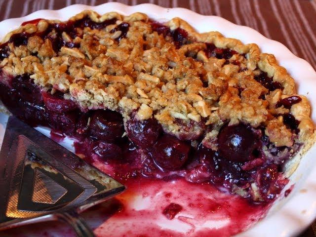 Cherry Pie with Almond Crumb Topping - Cherry Streusel Pie