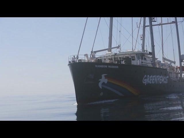 El Rainbow Warrior atraca en Chile por la protección de las aguas del fin del mundo