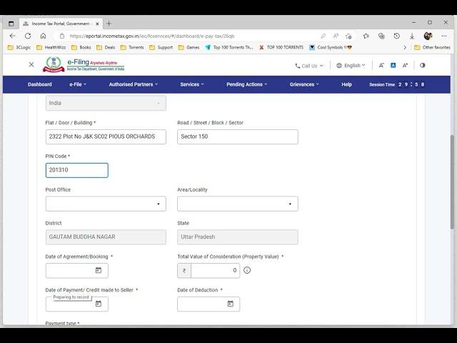 How to Fill 26 QB (TDS on Sale of Property) For ATS Pious Orchards