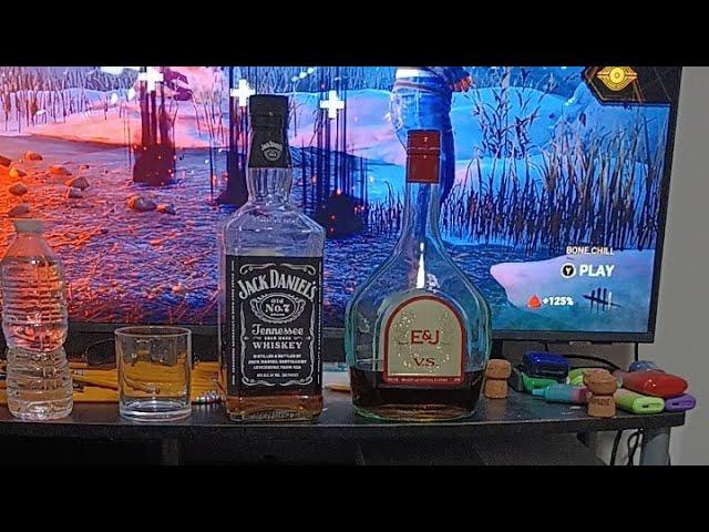 Drinking 4 Month Old Whiskey and 4 Month Old Brandy Jack Daniels Whiskey and E&J V.S. Brandy Live