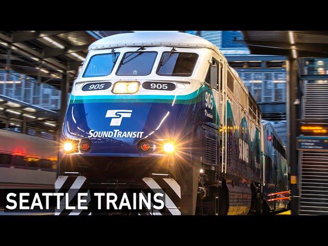 Evening Rush Hour Trains at Seattle's King Street Station