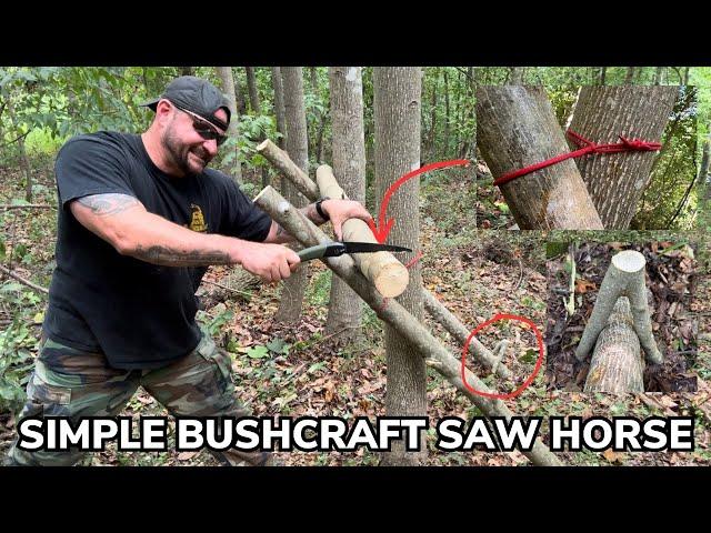 Simple Bushcraft Sawhorse Cut Wood Like a Pro