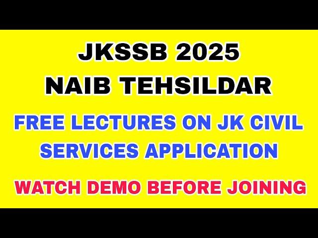 JKSSB NAIB TEHSILDAR 2025 - FREE CLASSES ON JKCS APP. - AAFAQ SIR - DONT JOIN BEFORE WATCHING DEMO